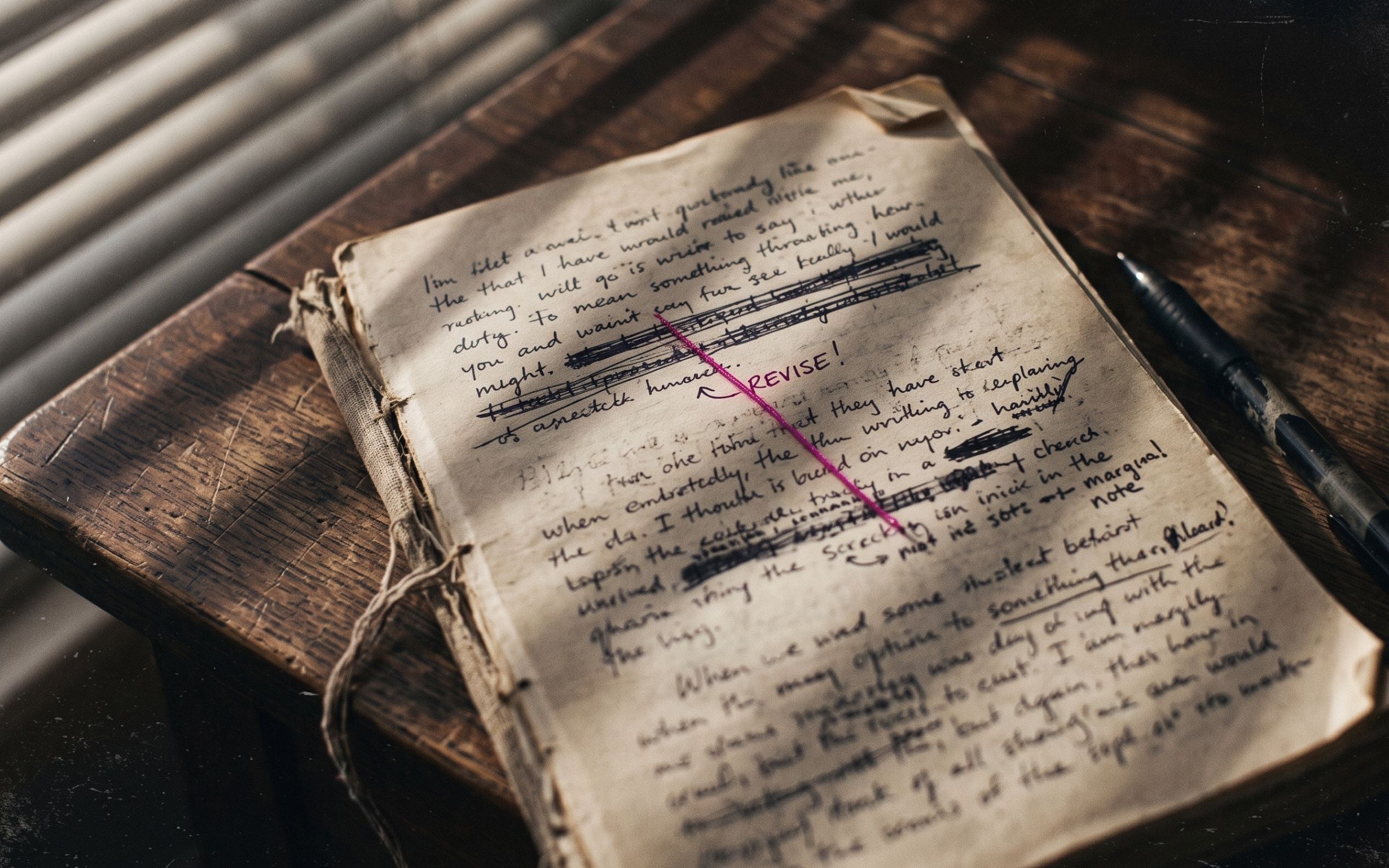 An open notebook with layered handwritten revisions, showing when to update your business playbook as judgment shifts over time. It's Handled.