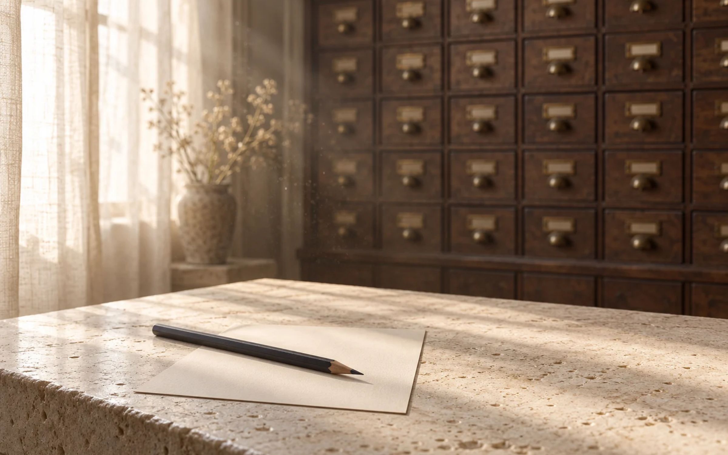A single pencil on a blank card in morning light, a calm image for deciding whether you need an AI agent for your business